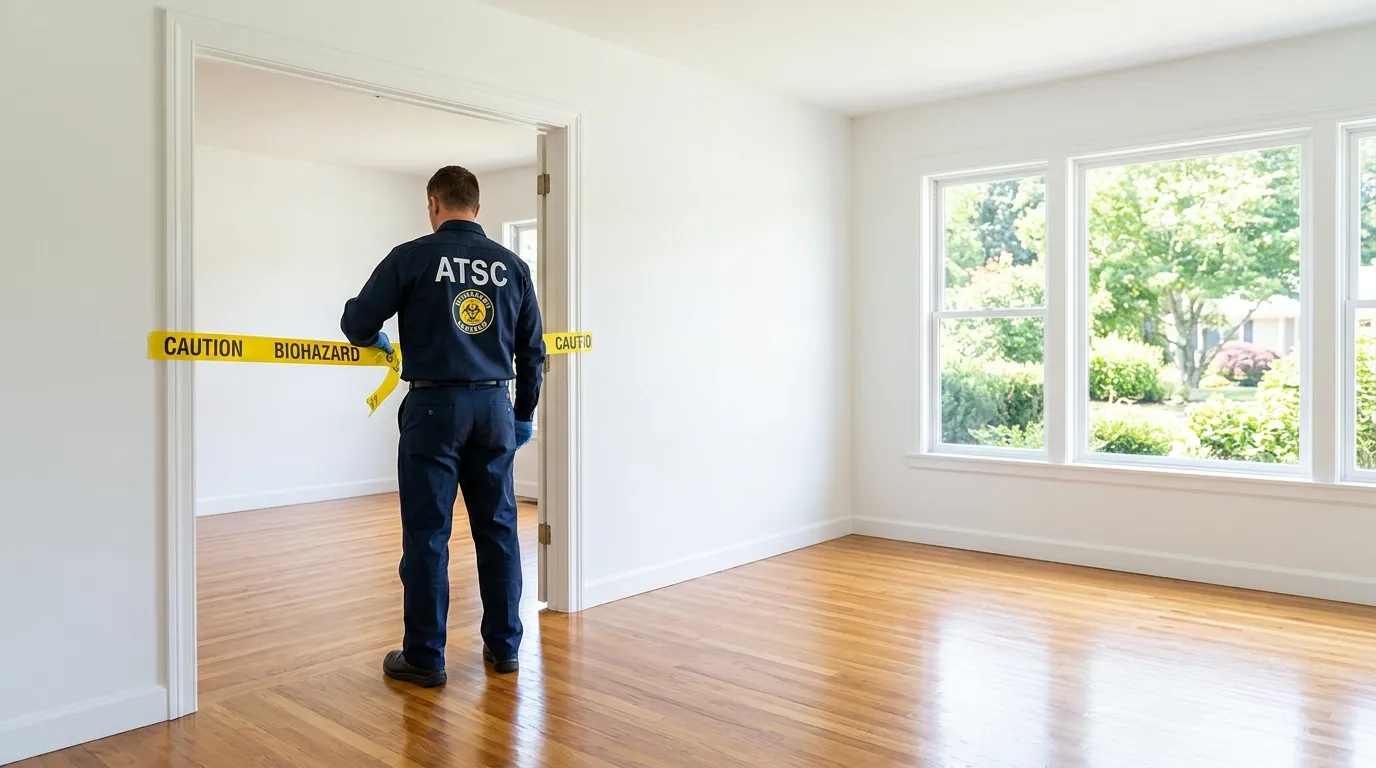 Certified biohazard cleanup crew performing Decomposition Cleanup in Marblehead